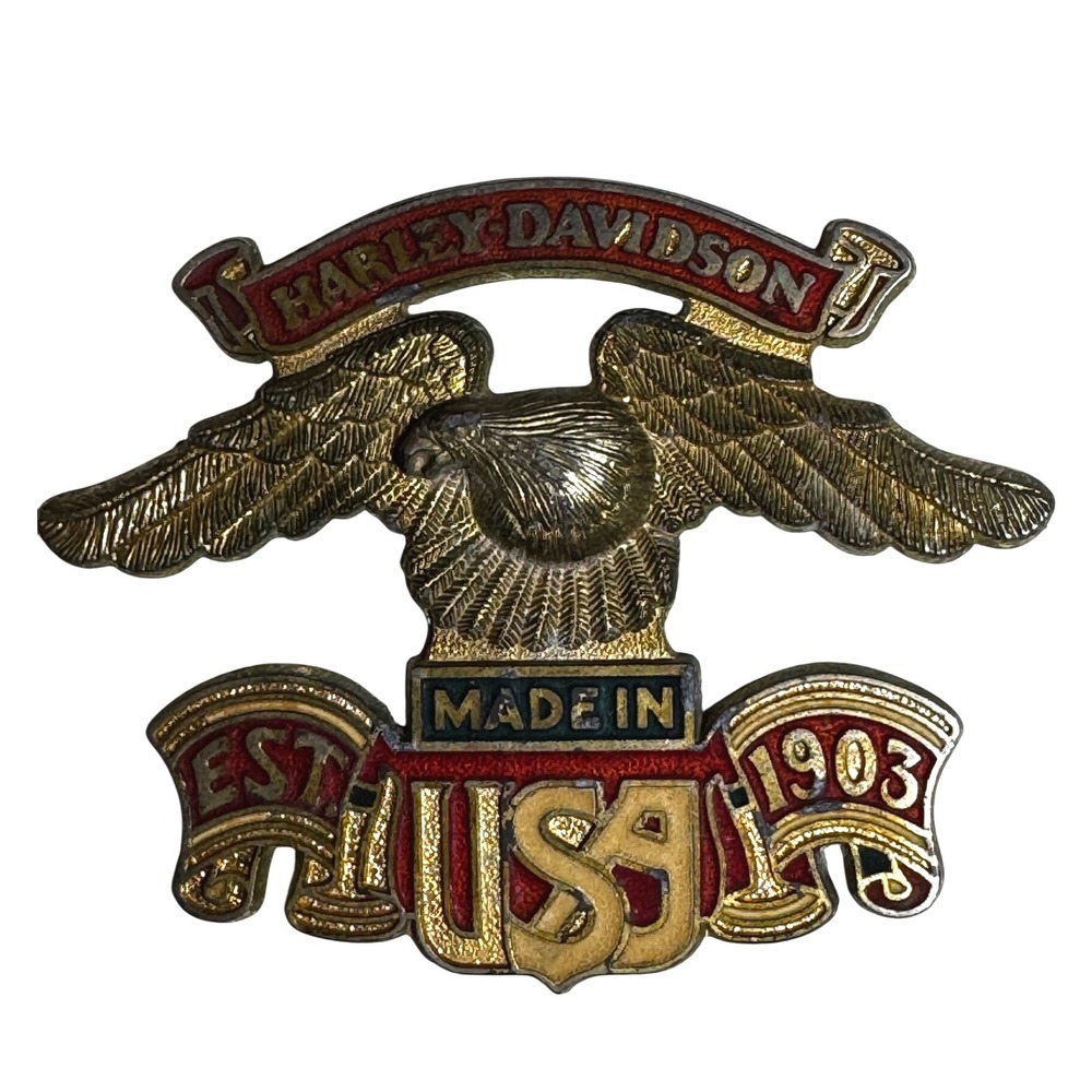 Harley Davidson Eagle Made in USA 1903 Vintage Metal Pin Badge‎ Motorcycle